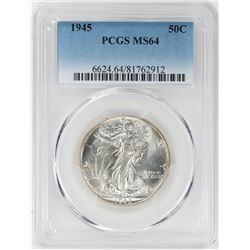 1945 Walking Liberty Half Dollar Coin PCGS MS64