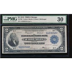 1918 $2 Chicago Federal Reserve Bank Note PMG 30