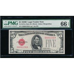 1928B $5 Legal Tender Mule Note PMG 66EPQ