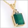 Image 1 : Plated 18KT Yellow Gold 3.12ct Green Agate and Diamond Pendant with Chain