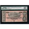 Image 1 : 1864 $10 Confederate States of America Note PMG 63EPQ