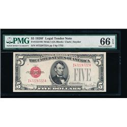 1928F $5 Legal Tender Note PMG 66EPQ