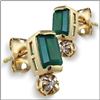 Image 1 : Plated 18KT Yellow Gold 2.82ctw Green Agate and Diamond Earrings