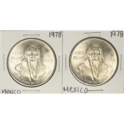 Lot of (2) 1978 Mexico Cien Pesos Silver Coins