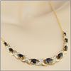 Image 1 : Plated 18KT Yellow Gold 10.27ctw Black Sapphire and Diamond Pendant with Chain