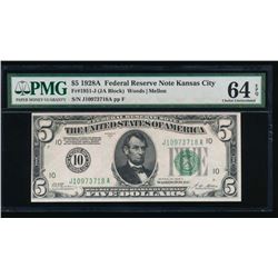 1928A $5 Kansas City Federal Reserve Note PMG 64EPQ