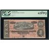 Image 1 : 1864 $10 Confederate States of America Note PCGS 62PPQ