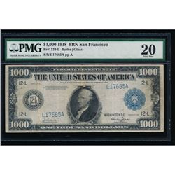 1918 $1000 San Francisco Federal Reserve Note PMG 20