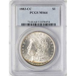 1883-CC $1 Morgan Silver Dollar Coin PCGS MS64 Amazing Toning