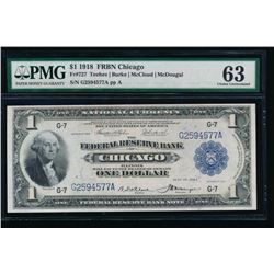 1918 $1 Chicago Federal Reserve Note PMG 63
