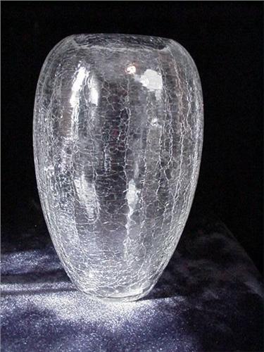Clear Crackle Glass Vase