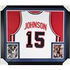 Image 1 : Magic Johnson Signed 35x43 Custom Framed Team USA Jersey (Beckett COA)