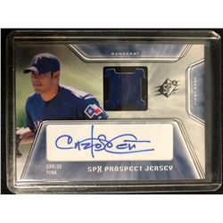 2001 SPx #146 Prospect Jersey Autograph - Carlos Pena