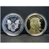 Image 2 : 2-TRUMP MEDALS, (2020 & DONALD J. TRUMP/PRESIDENT OF THE UNITED STATES), PROOF,