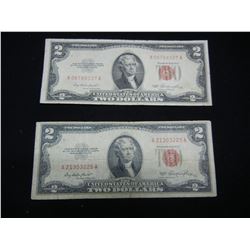 2 1953 $2 Red Seal Notes