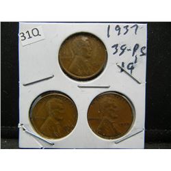 1937, 38 PS Lincoln Wheat Cents