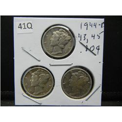 1943, 44 D, 45 Mercury Dimes