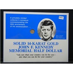 JFK Miniature Commemorative Coin  In Cardstock