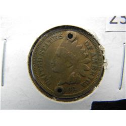1862 Indian Head Cent, Two Holes
