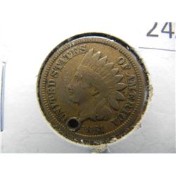 1861 Indian Head Cent, Hole