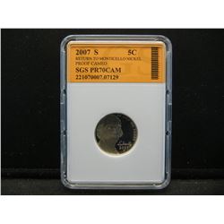 2007 S Jefferson Nickel SGS PR70 DCAM