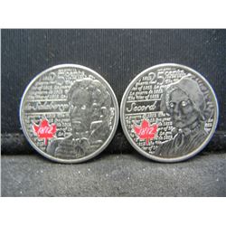 (2) 2013 Quarter from Canada "War of 1812 One Featuring de Salaberry & One Featuring Secord"