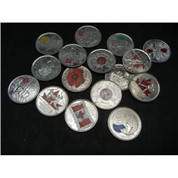 16 Different Collectible Colorized Quarter from Canada