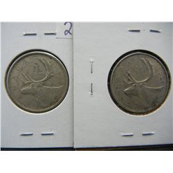 1960 & 1961 Canadian Silver Quarter "Elizabeth II Dei Gratia Regina" 1st Portrait .800 Silver