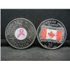 Image 1 : 2006 Quarter from Canada "Pink Ribbon for Breast Cancer Awareness" & 2015 Quarter from Canada "Canad