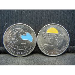 2011 Quarter from Canada "Wildlife Preservation Colored Orca" & "Wildlife Preservation Colored Pereg
