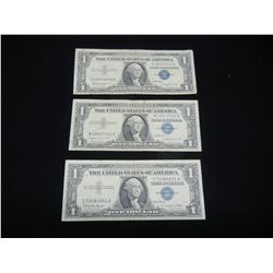(3) 1957 One Dollar  Silver Certificates