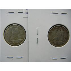 1953 Canadian Silver Dime "Elizabeth II Dei Gratia Regina" 1st Portrait .800 Silver & 1968 Canadian 