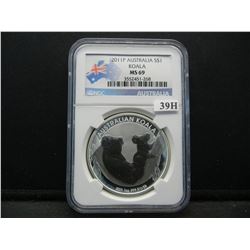 2011 P One Dollar  Australia Koala NGC MS69 1 Ounce .999 Silver