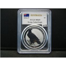 2016 P One Dollar  Australia Wedge Tailed Eagle PCGS MS69 1 Ounce .999 Silver