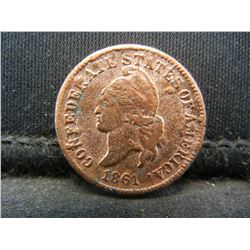 1861 Confederate Cent - Bash low Restrike