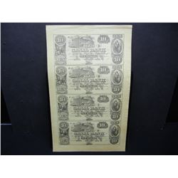 1800's Canal Bank Un-Cut Sheet of $10 Notes