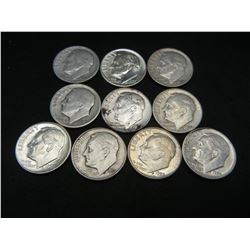 1950's Roosevelt Silver Dimes - Lot of 10