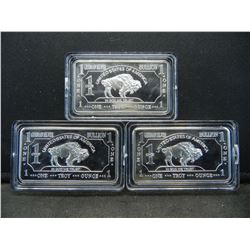 Clad 3 One Troy Ounce German Silver Buffalo Collector Bars Clad