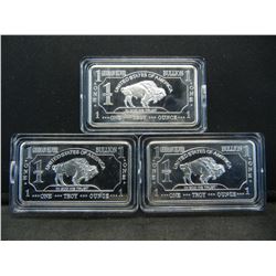 Clad 3 One Troy Ounce German Silver Buffalo Collector Bars Clad