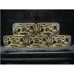 Clad 5 One Gram 100 Mills .999 Fine Gold Buffalo Collector Bars Clad