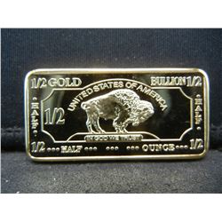 Clad 1/2 Troy Ounce 100 Mills Fine Gold Buffalo Collector Bar Clad