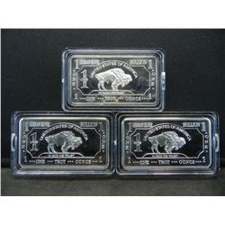 Clad 3 One Troy Ounce German Silver Buffalo Collector Bars Clad