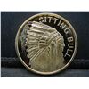 Image 1 : Clad 2010 1/2 Oz .100 Mills 24 Karat Sitting Bull Collector Bar Clad