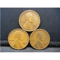 1925 PDS Lincoln Cent 3 Coin Set