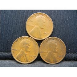 1927 PDS Lincoln Cent 3 Coin Set