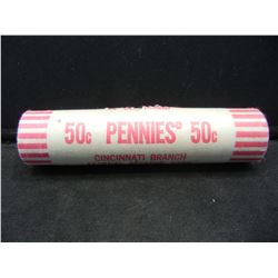 Tails  Original Bank Wrapped Roll Tight Wrapped Lincoln Cents Unknown Date