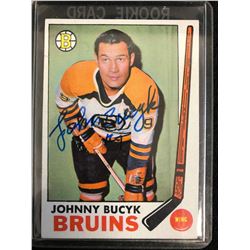 JOHNNY BUCYK SIGNED VINTAGE HOCKEY CARD