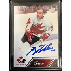 GUY LAFLEUR SIGNED UPPER DECK TEAM CANADA HOCKEY CARD