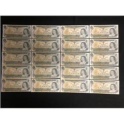 1973 $1 UNCIRCULATED SEQUENTIAL CANADIAN BANK NOTES