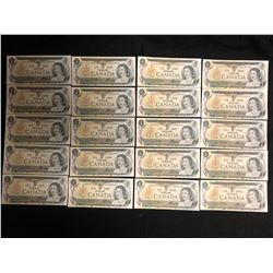 1973 $1 UNCIRCULATED SEQUENTIAL CANADIAN BANK NOTES